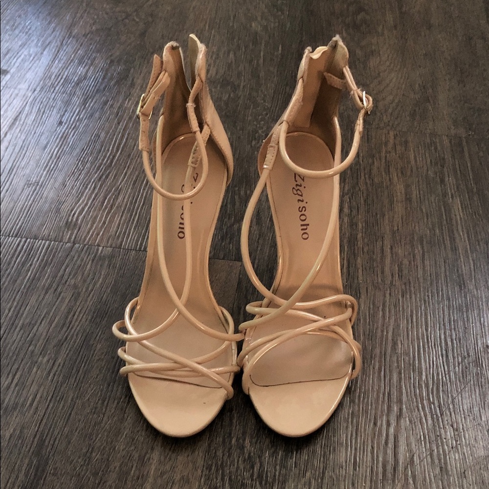 Zigi Soho Beige Strappy Ankle-Wrap High Heels